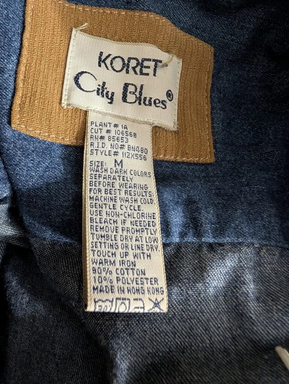 Koret Blue Women Denim Shirt Jacket with Tan Corduroy Collar Size M - Picture 7 of 7